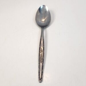 Interpur Satin Stainless INR3 Floral Rose Scroll Black Acc PLACE SOUP SPOON 7.5"